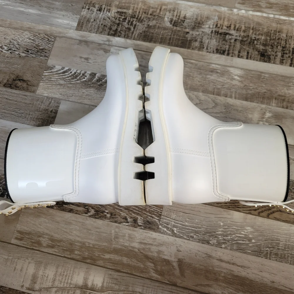 (RED) Valentino Wellington White Rain Boots Size 37